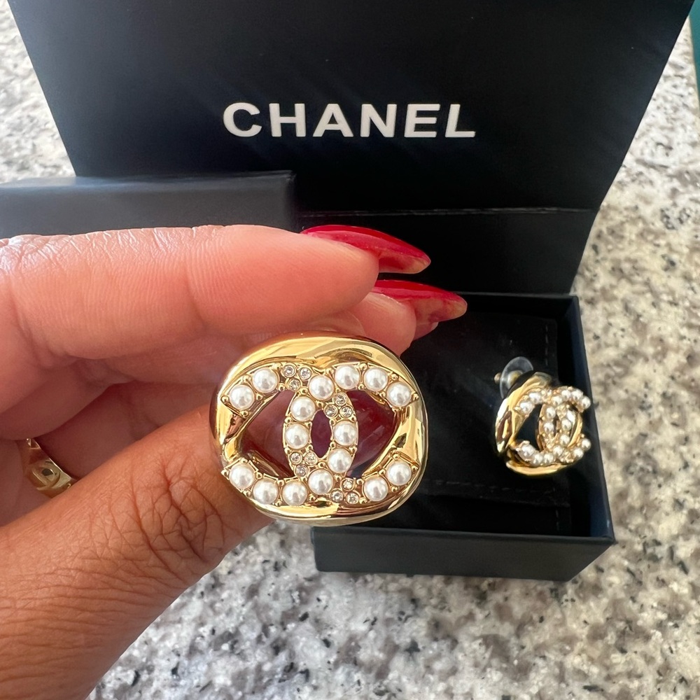 Rare CHANEL Gold and Pearl CC Logo Earrings